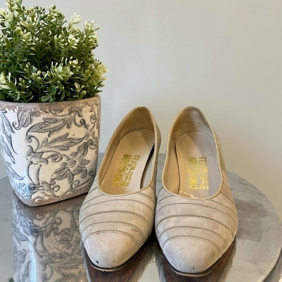Vintage Salvatore Ferraagamo Suede Heels - Picture 3 of 7